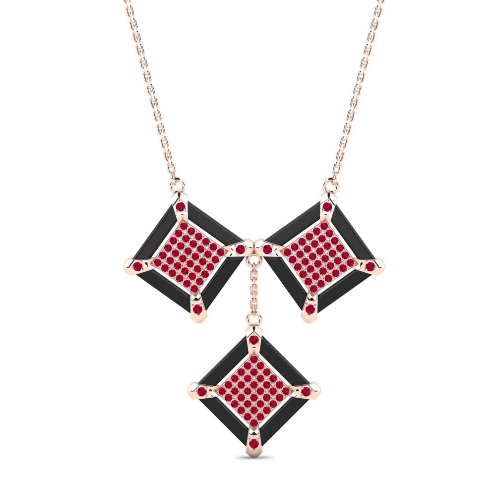 14k Rose Gold Ruby Women's Necklace Membora