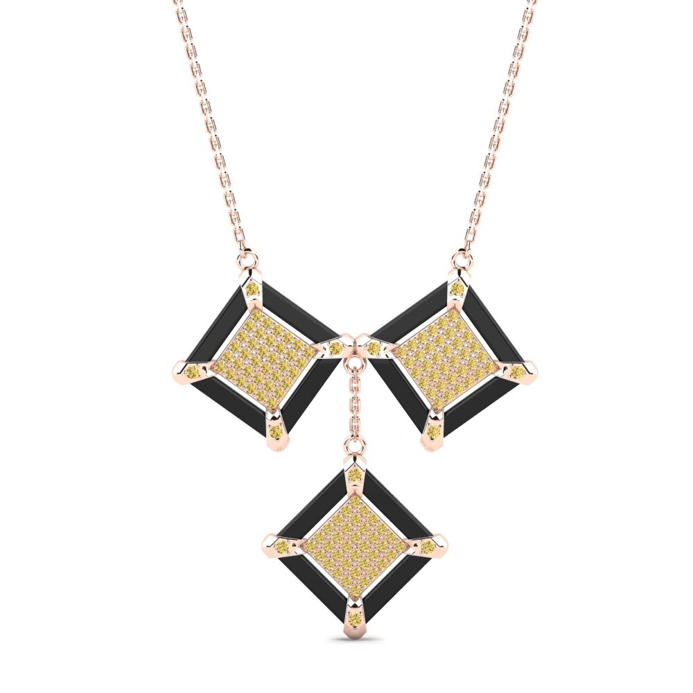 9ct Rose Gold Yellow Diamond Women's Necklace Membora