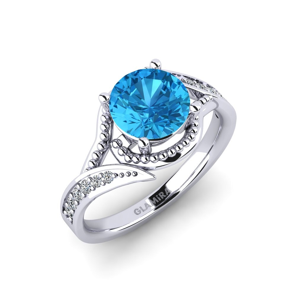 Round Blue Topaz Women's Ring Memeald
