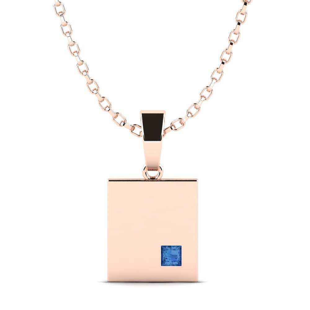 14K Rood Goud Donker Blauwe Zirkoon Heren hanger Aldo