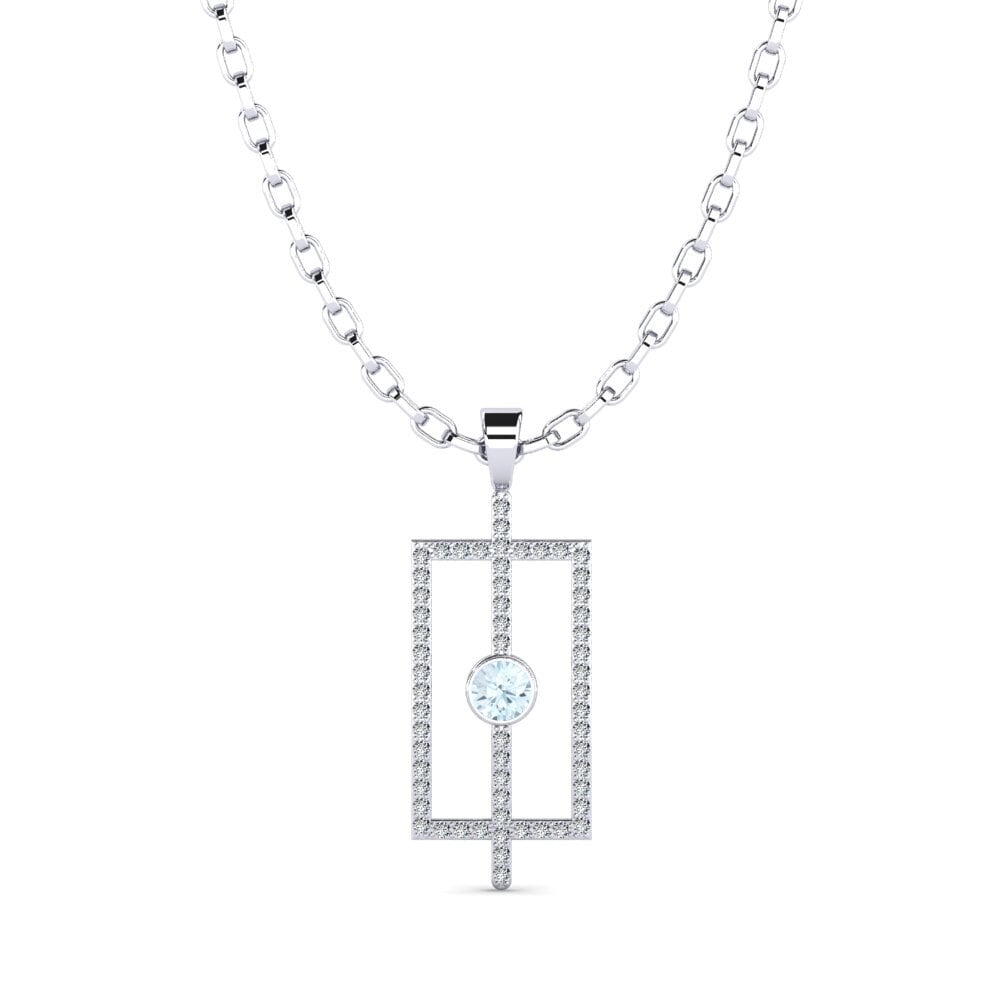 14ct White Gold Aquamarine Men's Pendant Alfhild