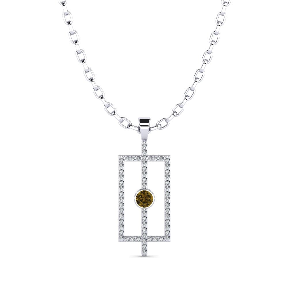 14ct White Gold Brown Zircon Men's Pendant Alfhild