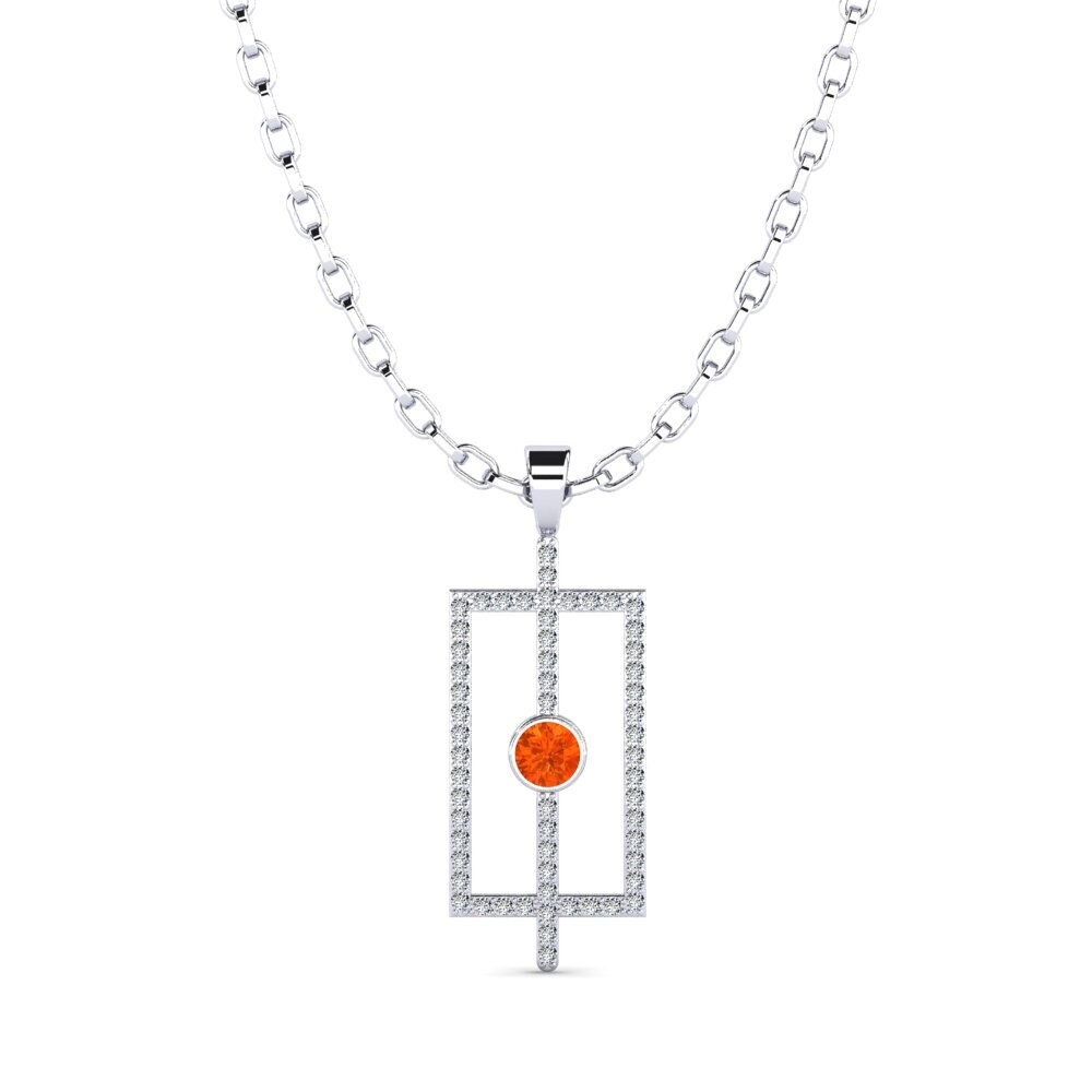 14ct White Gold Fire Opal Men's Pendant Alfhild