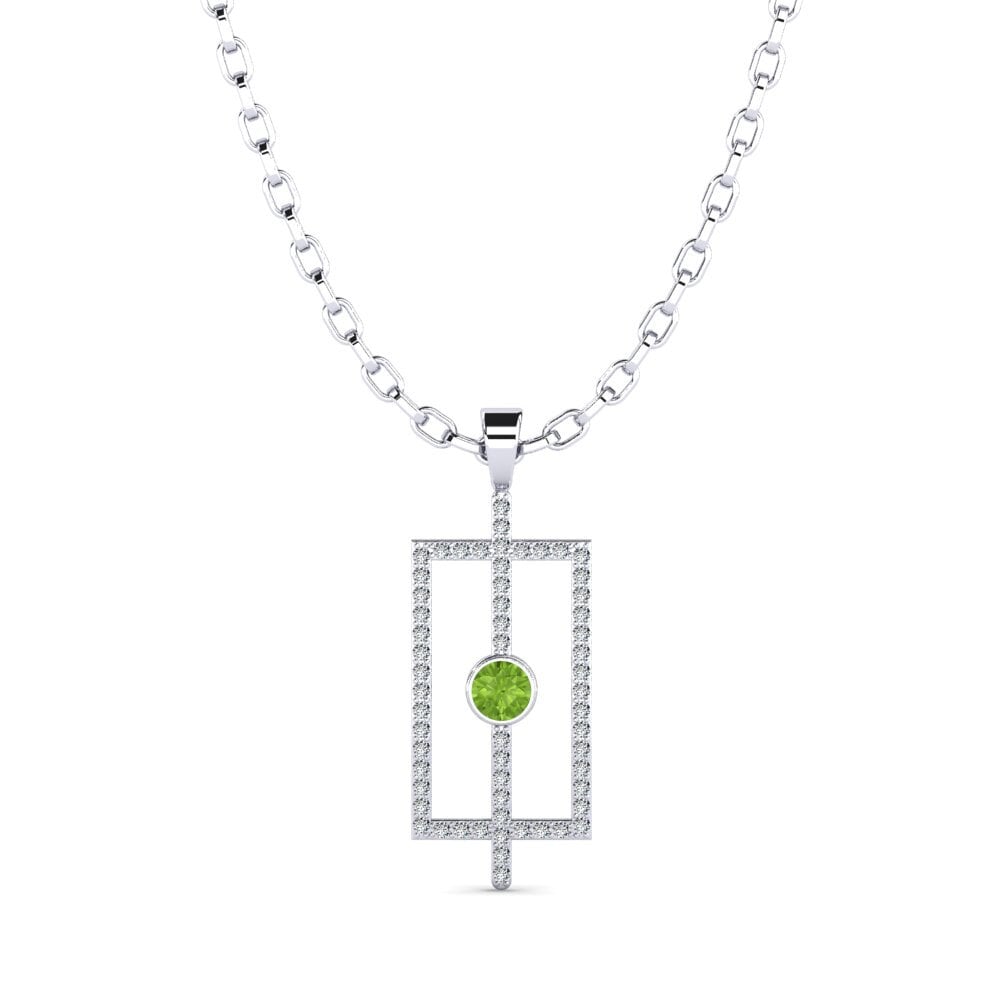 14ct White Gold Peridot Men's Pendant Alfhild