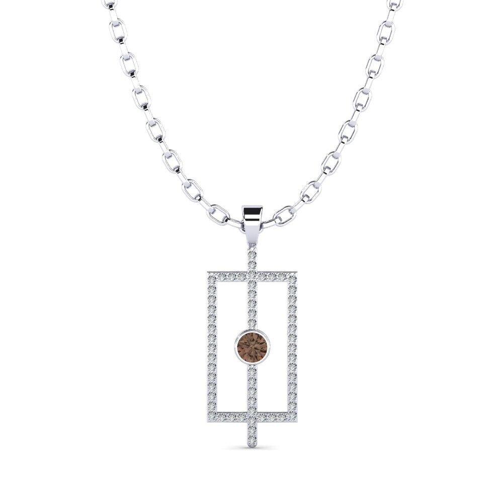 14ct White Gold Smoky Quartz Men's Pendant Alfhild