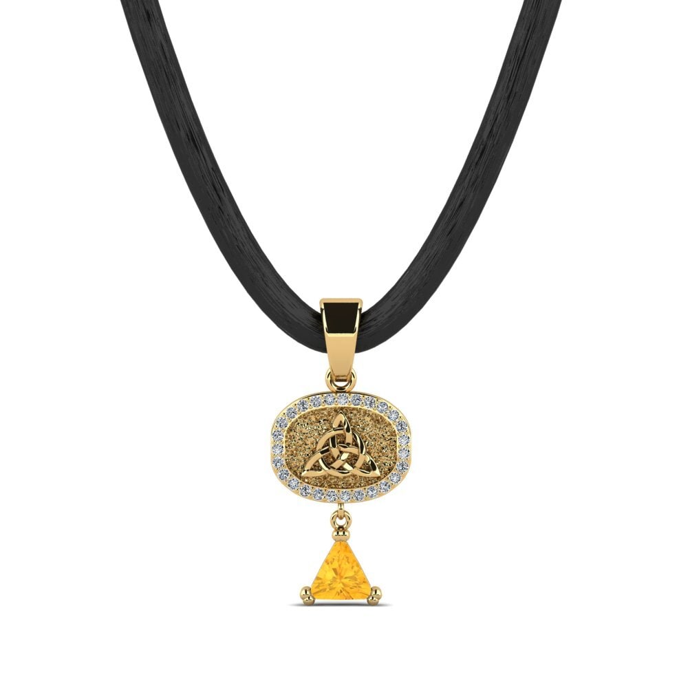 14ct Yellow Gold Citrine Men's Pendant Ambre
