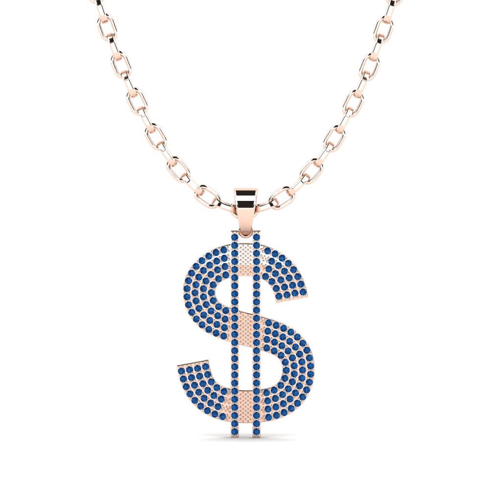 750 Rood Goud Donker Blauwe Zirkoon Heren hanger Amraya