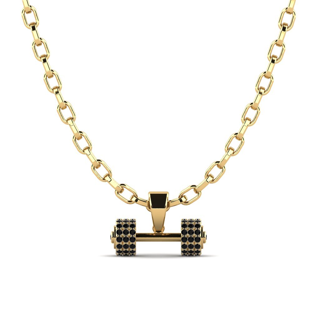 Or Jaune 585 Onyx Noir Pendentif pour homme Anon