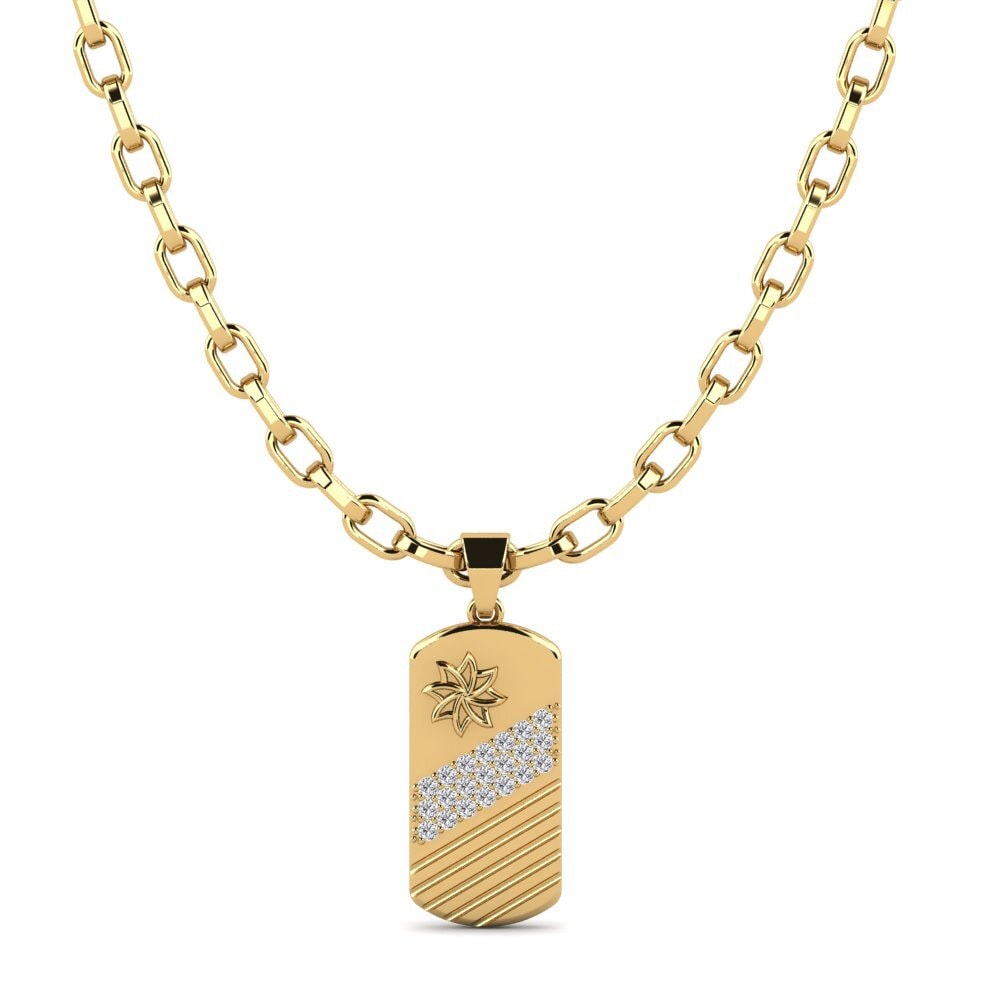 Ciondolo Uomo Allah In Argento Placcato Oro Giallo 14kt Con Diamante Simulato - Ciondolo Solo