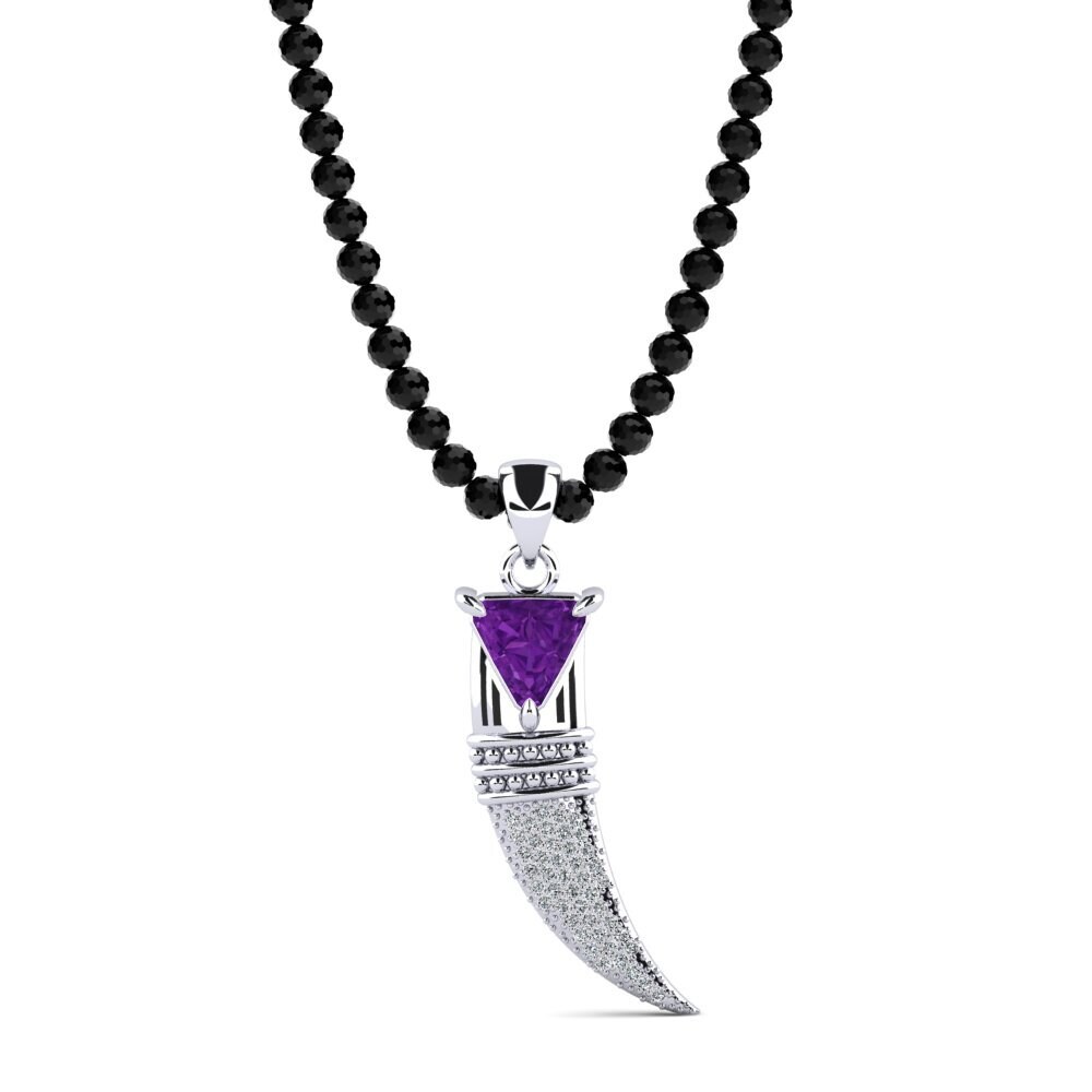 14ct White Gold Amethyst Men's Pendant Bari