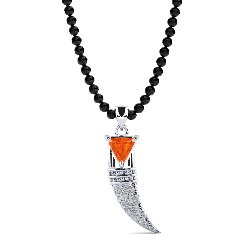 14ct White Gold Fire Opal Men's Pendant Bari