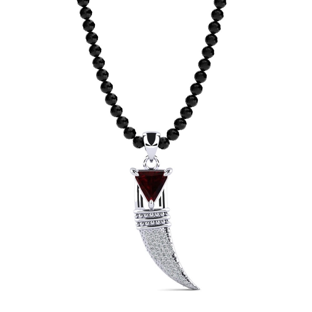 18ct White Gold Garnet Men's Pendant Bari