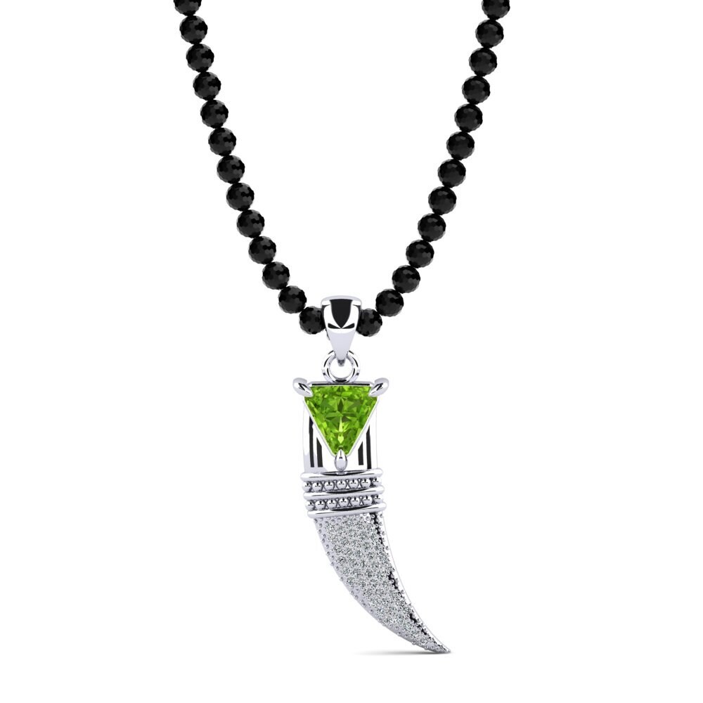 14ct White Gold Peridot Men's Pendant Bari