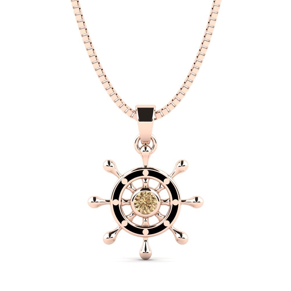 Rotgold 585 Brauner Diamant Herren-Anhänger Batif