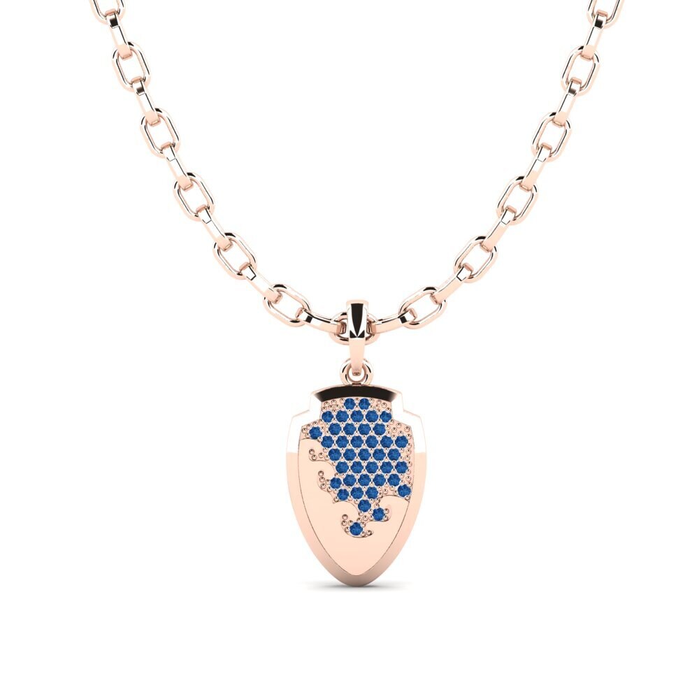 14K Rood Goud Donker Blauwe Zirkoon Heren hanger Bunchberry