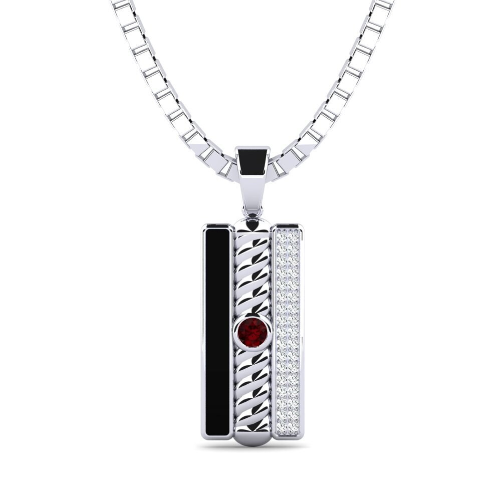 18ct White Gold Garnet Men's Pendant Carburora