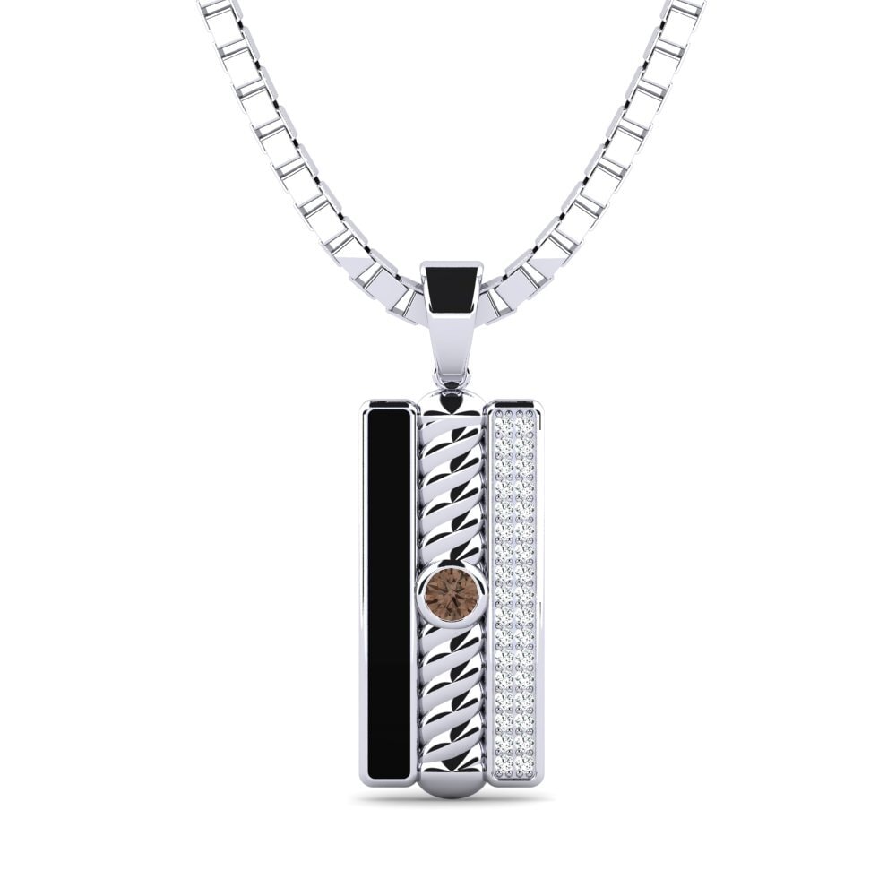 14ct White Gold Smoky Quartz Men's Pendant Carburora