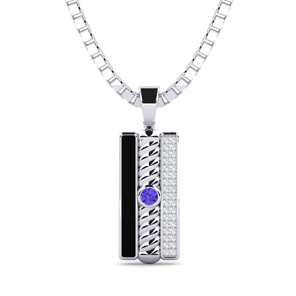14ct White Gold Tanzanite Men's Pendant Carburora