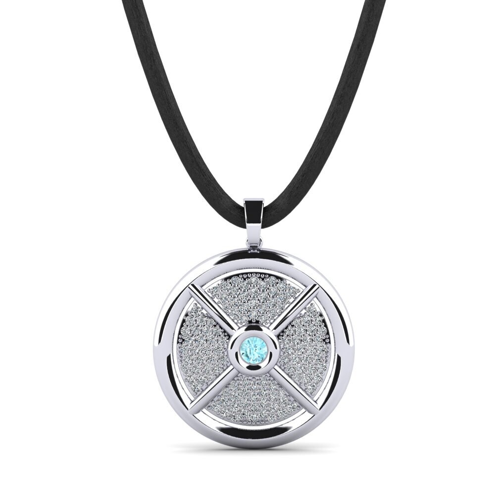 14ct White Gold Aquamarine Men's Pendant Chiraz