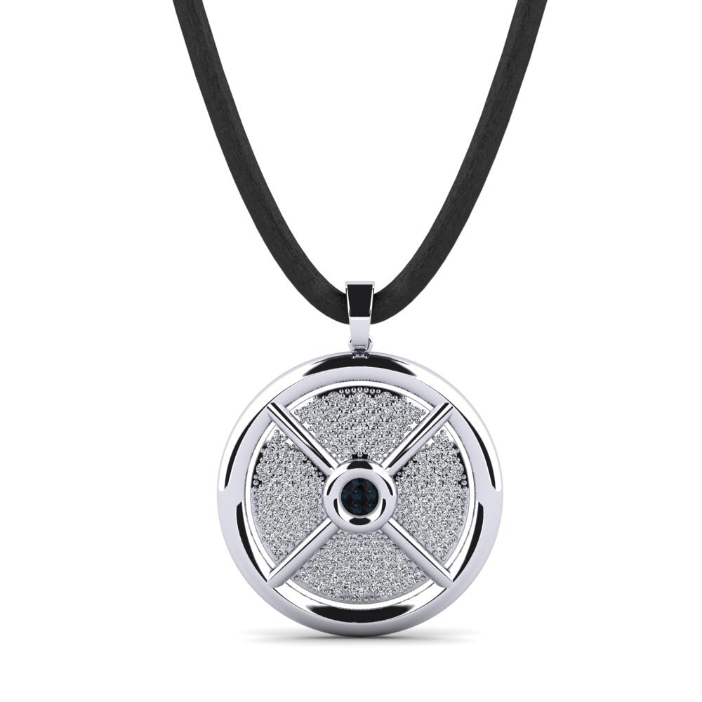 18ct White Gold Black Opal Men's Pendant Chiraz