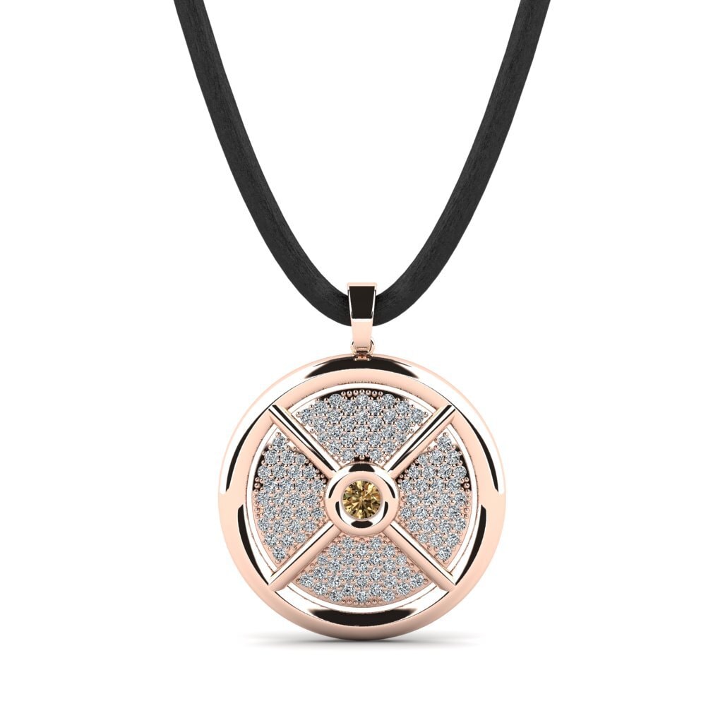 Rotgold 585 Brauner Diamant Herren-Anhänger Chiraz