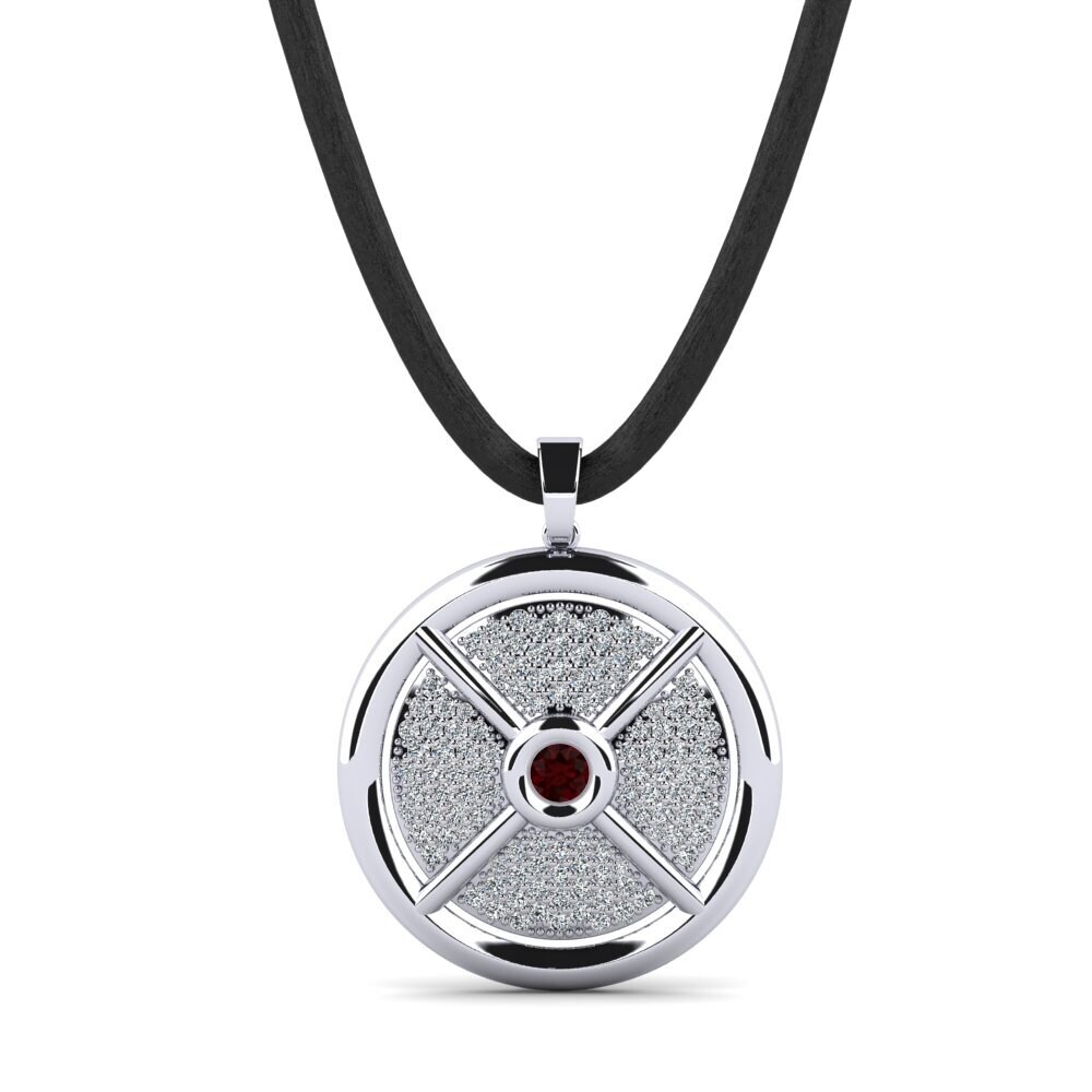 18ct White Gold Garnet Men's Pendant Chiraz