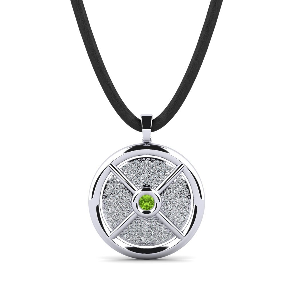 14ct White Gold Peridot Men's Pendant Chiraz
