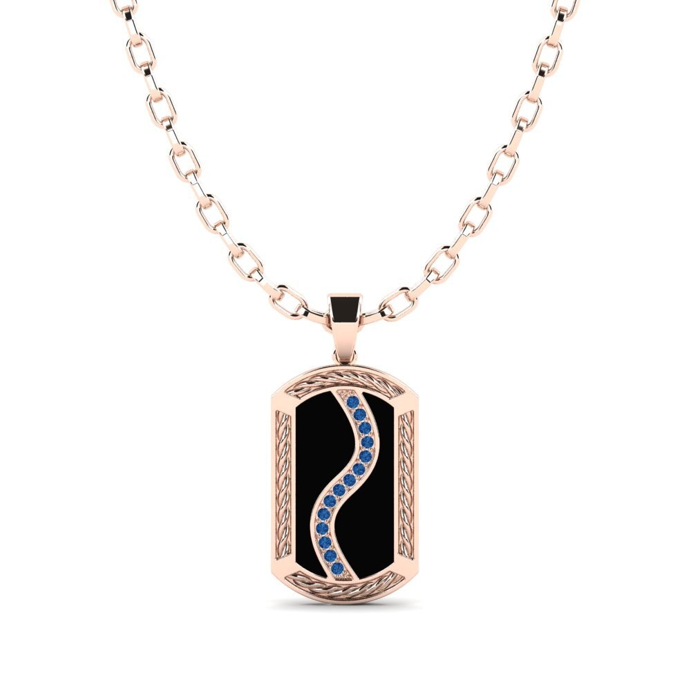 14K Rood Goud Donker Blauwe Zirkoon Heren hanger Chrishan