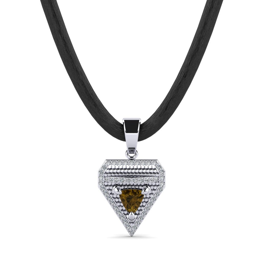 14ct White Gold Brown Zircon Men's Pendant Clamperl