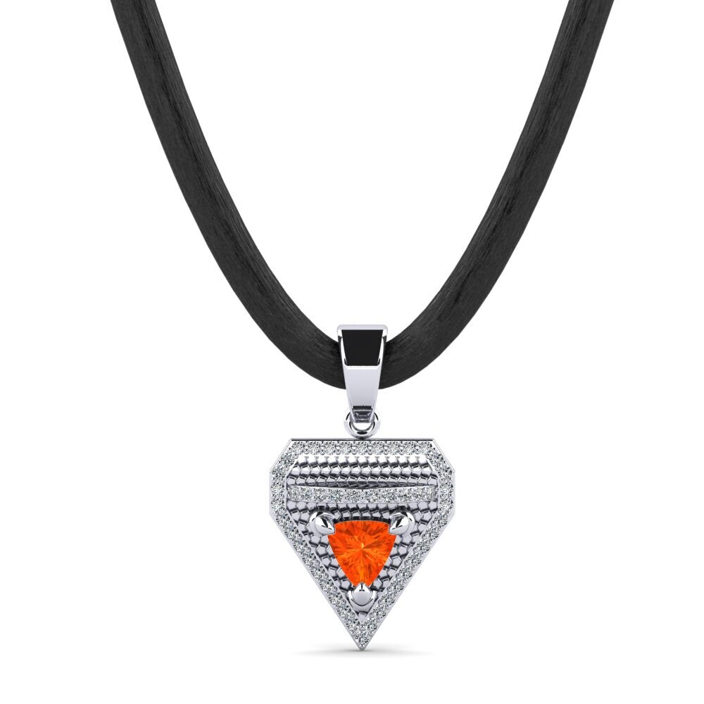 14ct White Gold Fire Opal Men's Pendant Clamperl