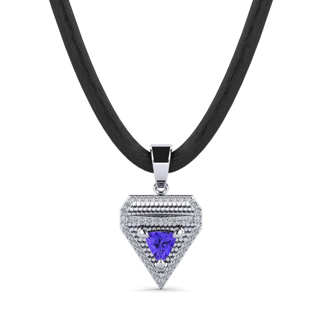 14ct White Gold Tanzanite Men's Pendant Clamperl