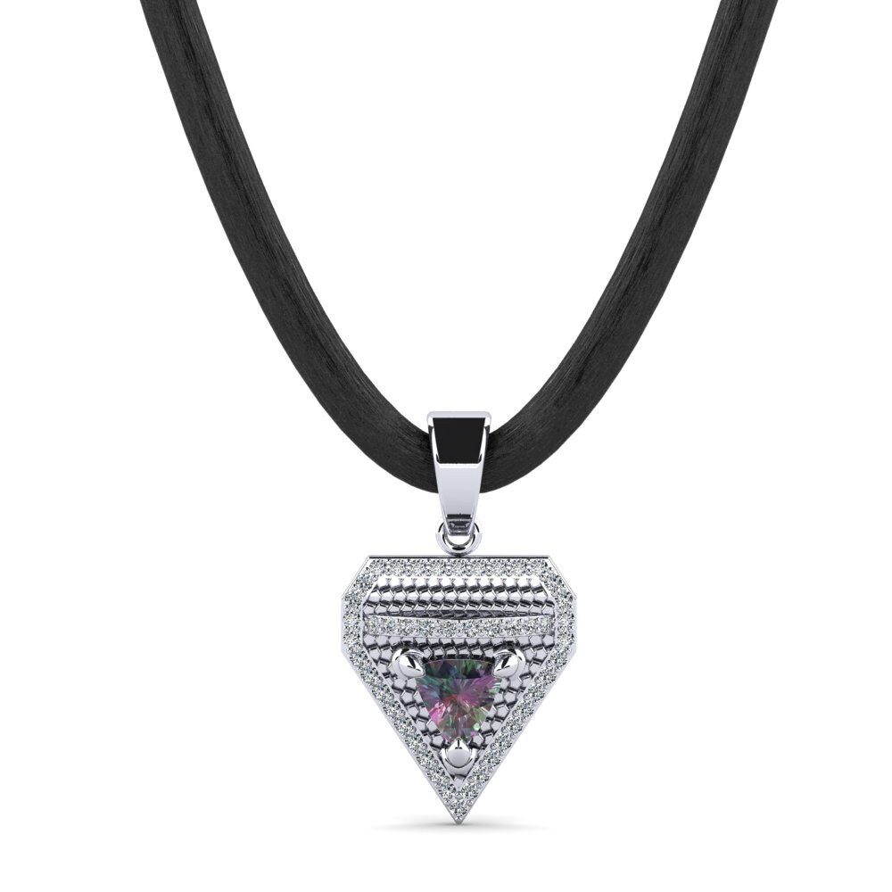 14ct White Gold Mystic Topaz Men's Pendant Clamperl
