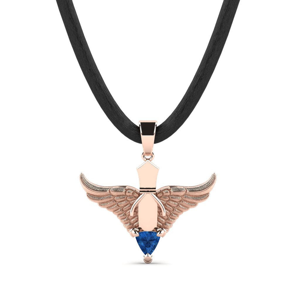 750 Rood Goud Donker Blauwe Zirkoon Heren hanger Clawitzer