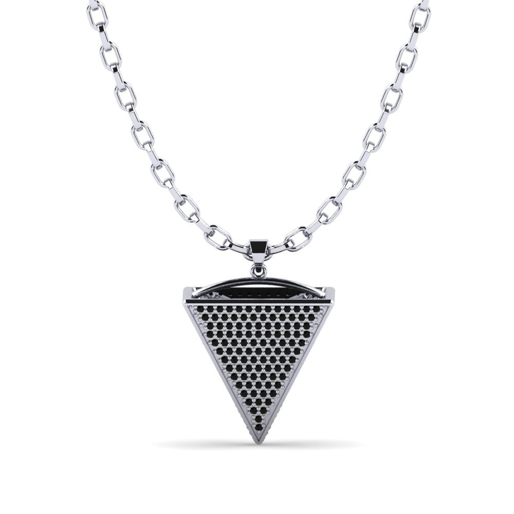 Argent Blanc Saphir noir Pendentif pour homme Colten