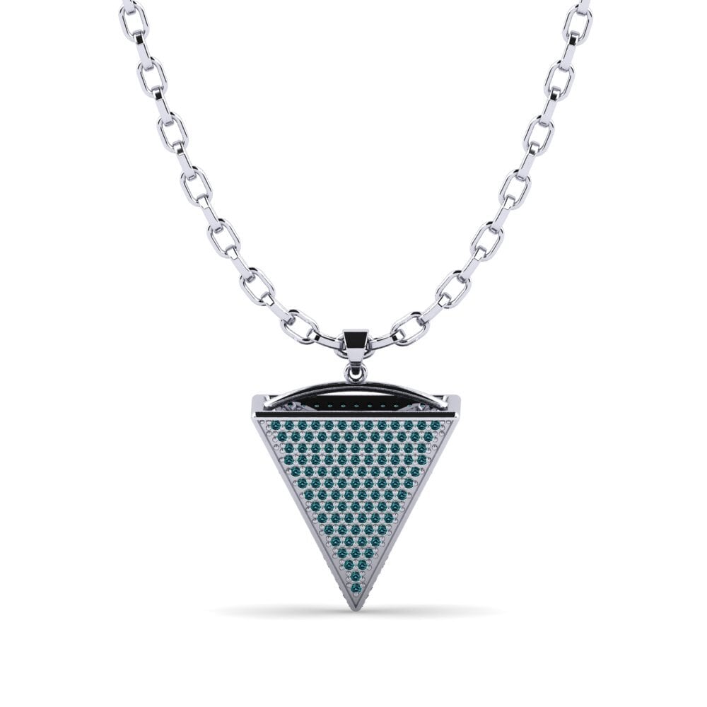 Argent Blanc Diamant Bleu Pendentif pour homme Colten