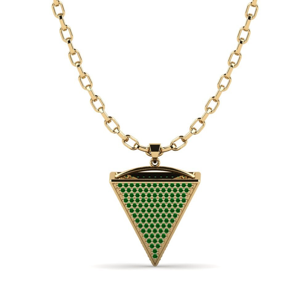 Or Jaune 585 Zircone Vert Pendentif pour homme Colten