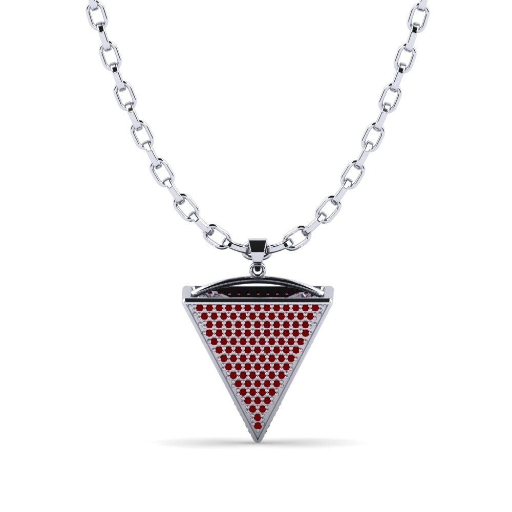 Argent Blanc Zircone Rouge Pendentif pour homme Colten