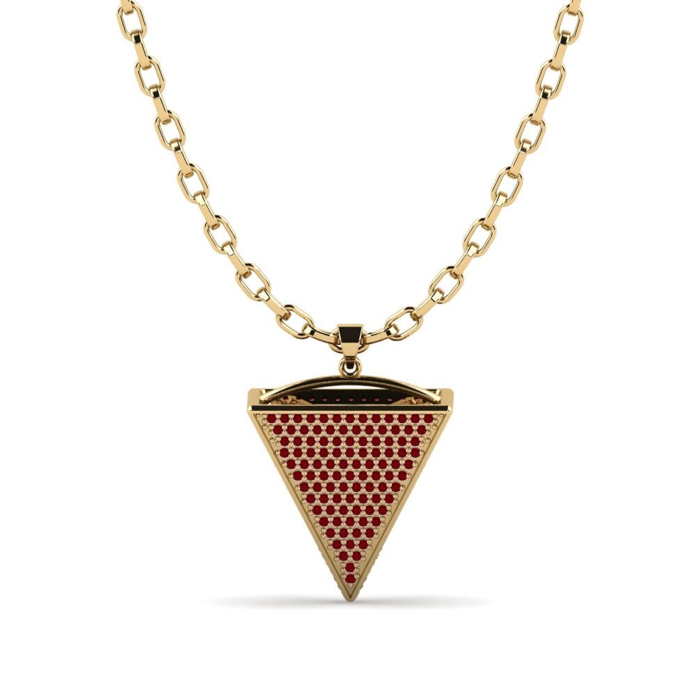 Or Jaune 585 Zircone Rouge Pendentif pour homme Colten