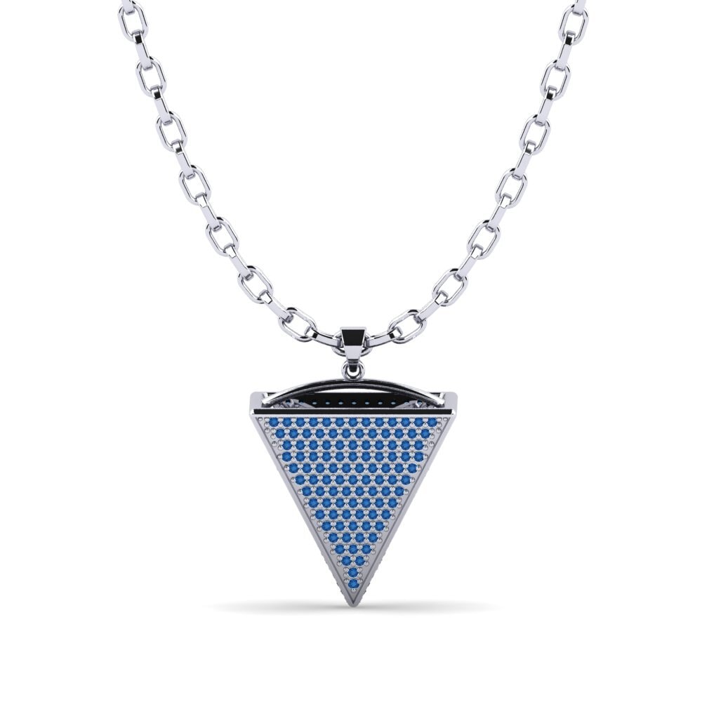 Platine 950 Zircone Bleu Foncé Pendentif pour homme Colten