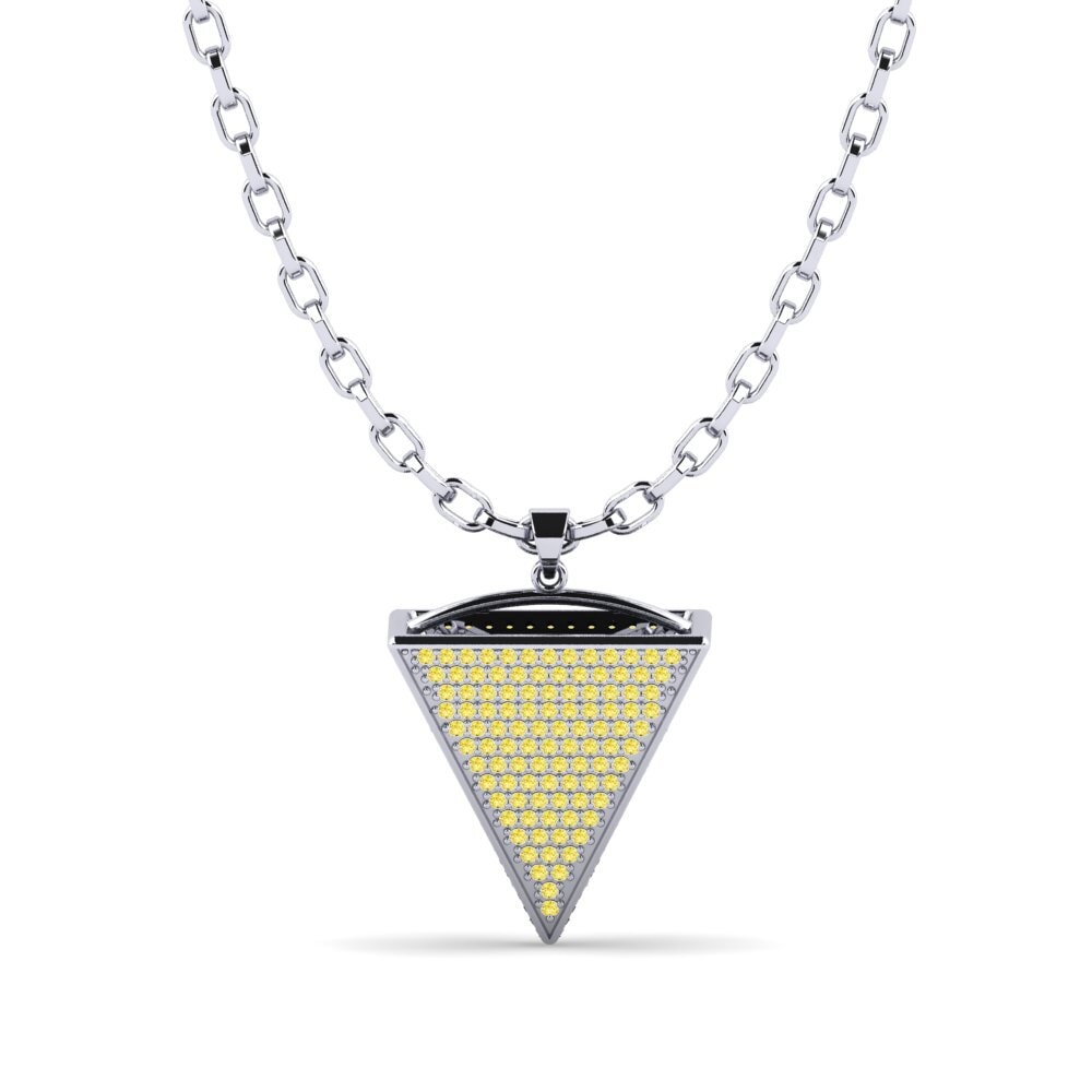 Argent Blanc Saphir Jaune Pendentif pour homme Colten