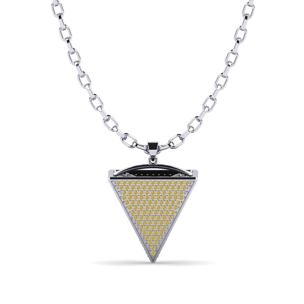 Argent Blanc Diamant Jaune Pendentif pour homme Colten