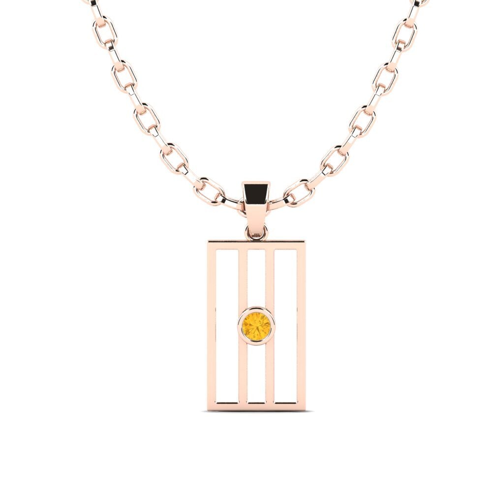 14ct Rose Gold Citrine Men's Pendant Crescentia