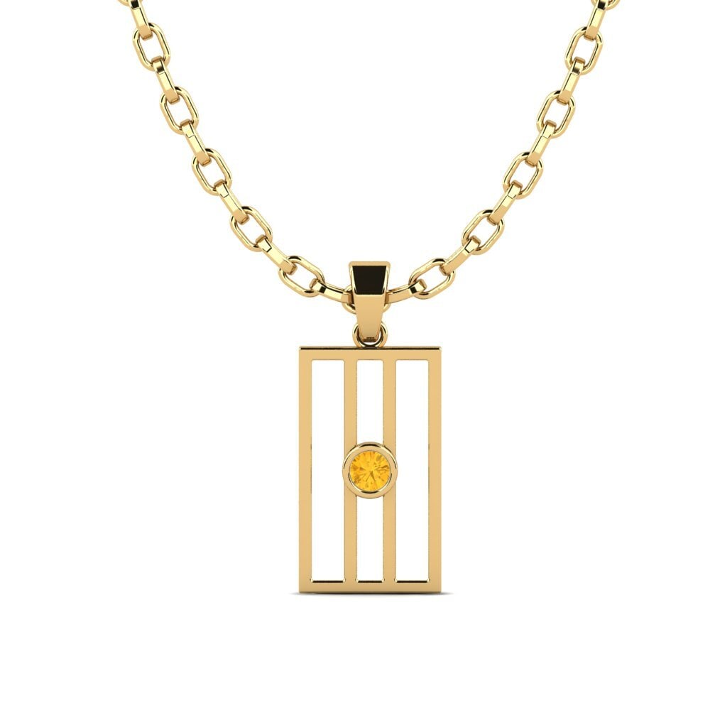 Or Jaune 585 Citrine Pendentif pour homme Crescentia