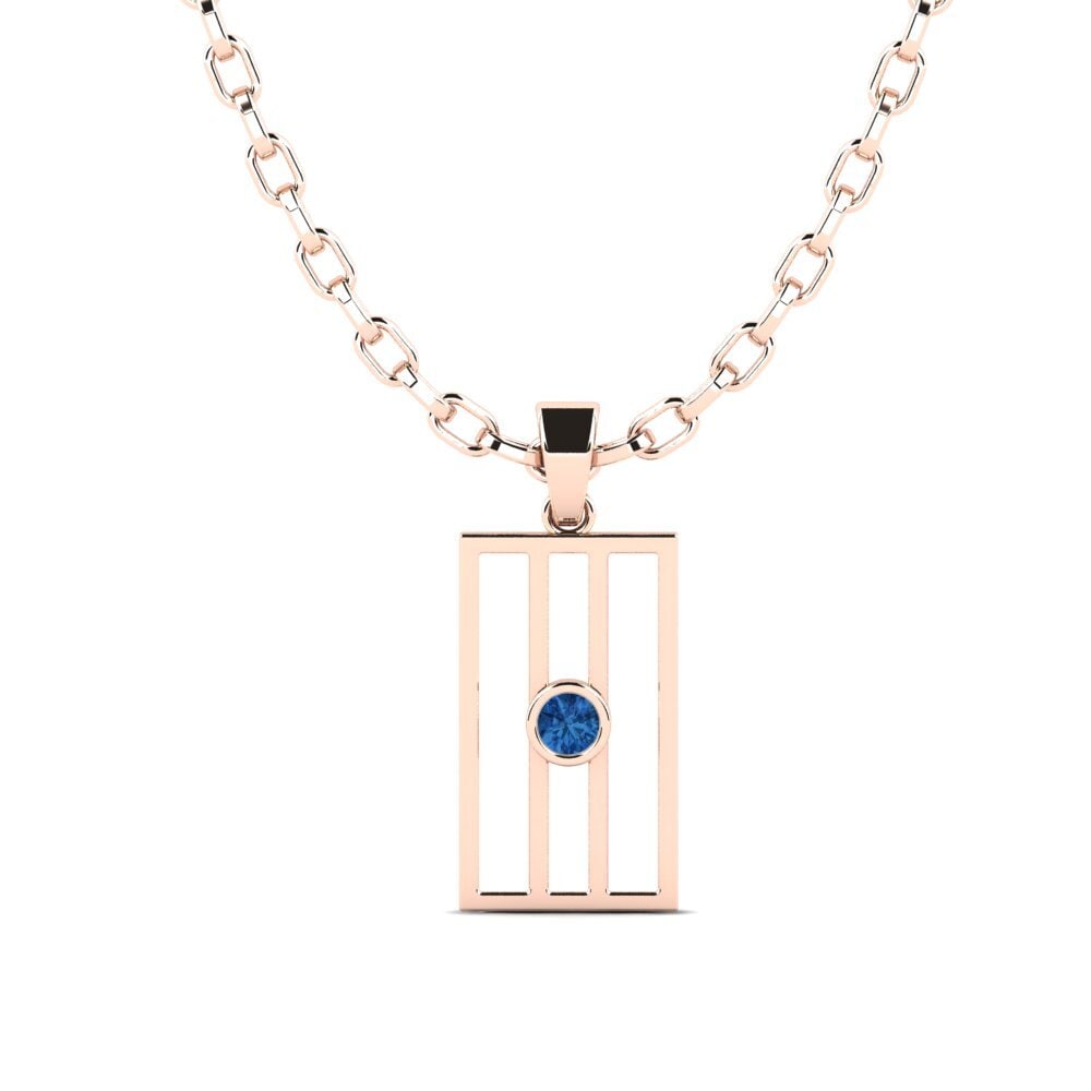 14K Rood Goud Donker Blauwe Zirkoon Heren hanger Crescentia
