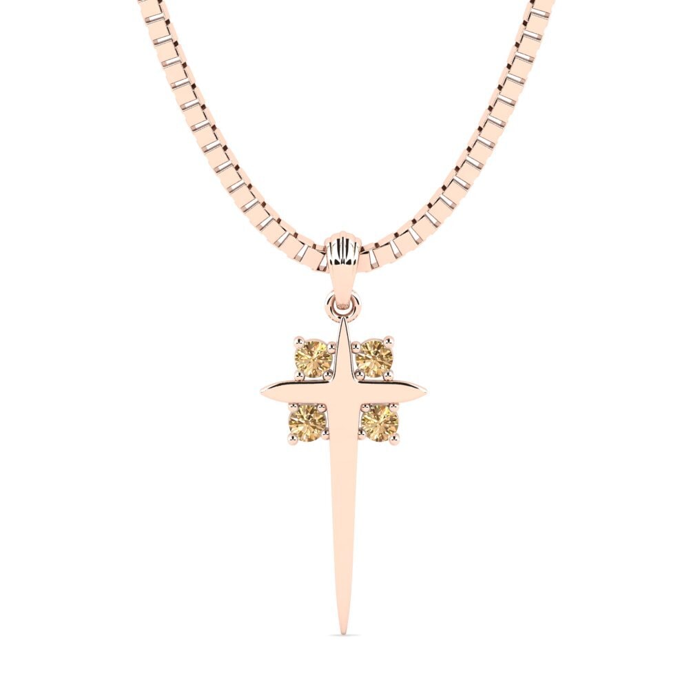 Rotgold 585 Brauner Diamant Herren-Anhänger Dejanni