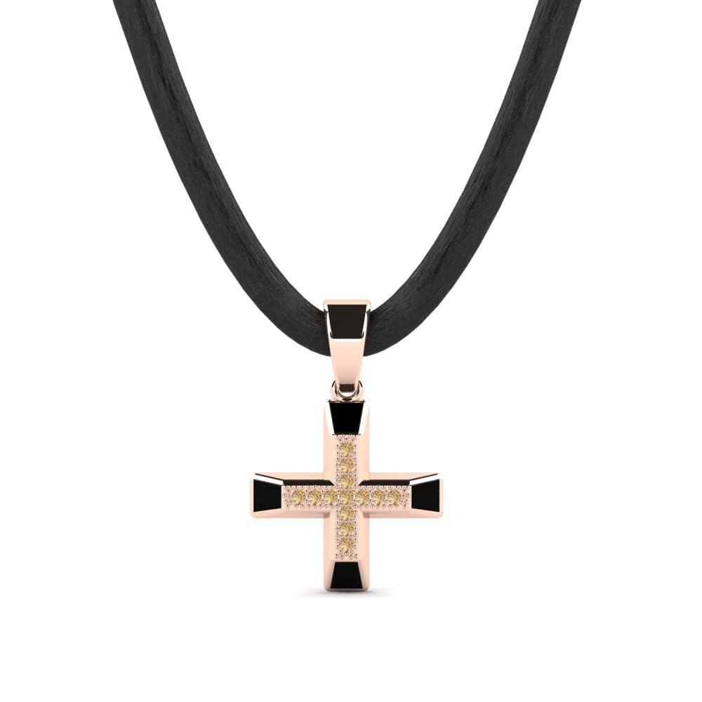 Rotgold 585 Brauner Diamant Herren-Anhänger Deos