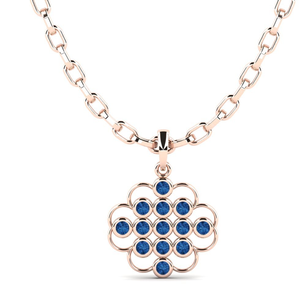 750 Rood Goud Donker Blauwe Zirkoon Heren hanger Dhelmise