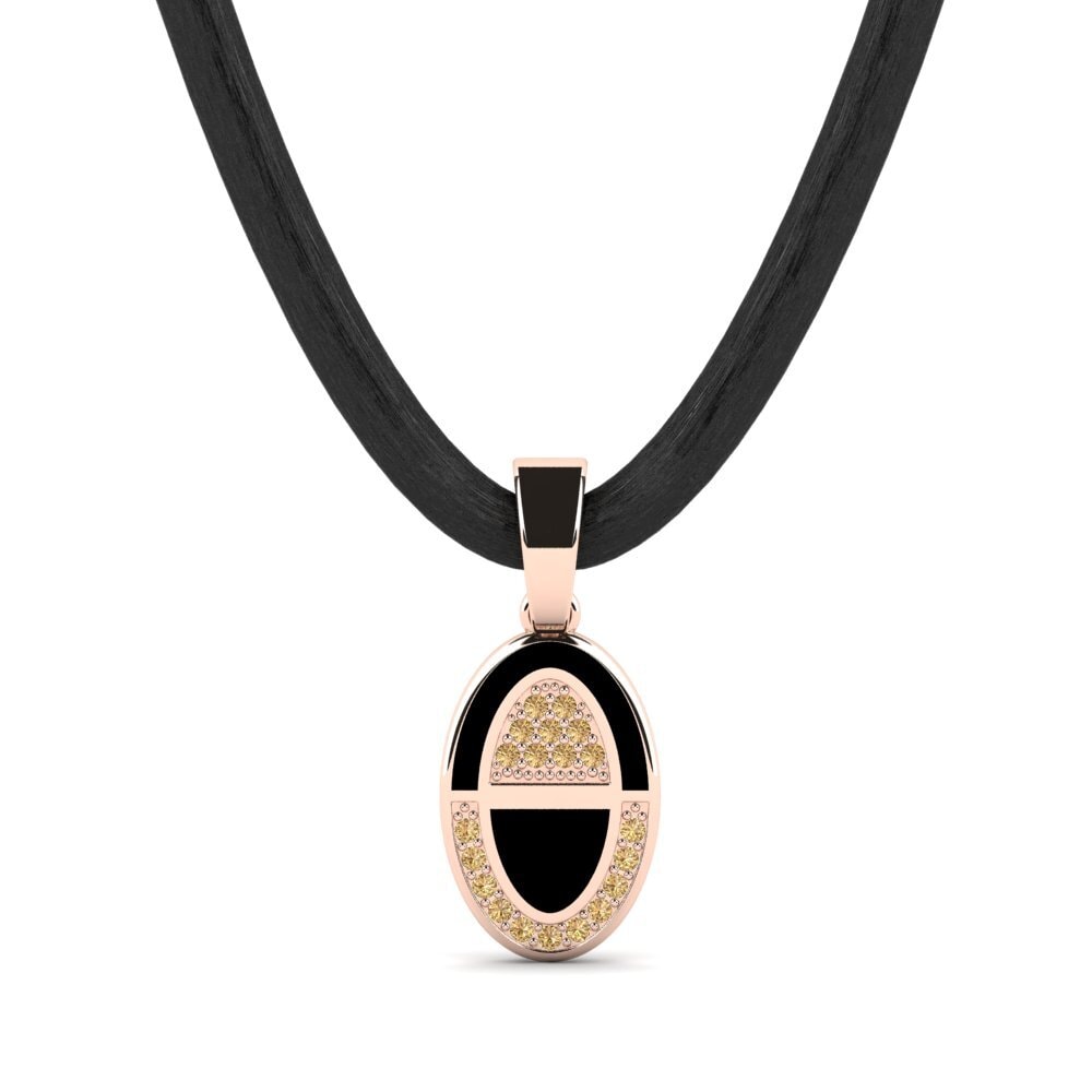 Rotgold 585 Brauner Diamant Herren-Anhänger Evvell