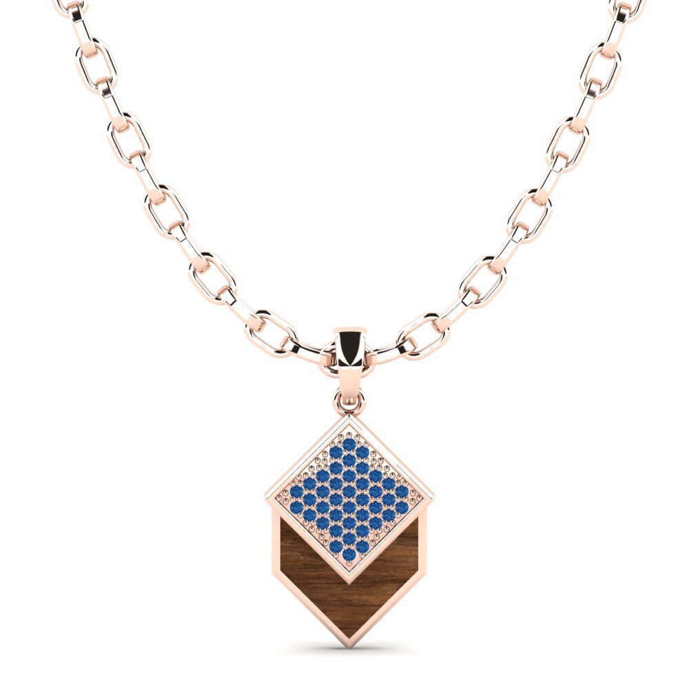 14K Rood Goud Donker Blauwe Zirkoon Heren hanger Finn