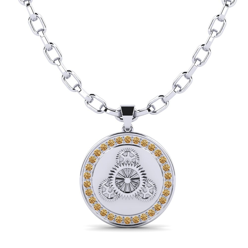 Argent Blanc Diamant Brun Pendentif pour homme Florenciana
